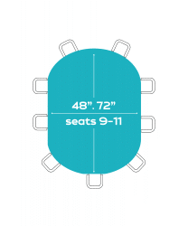 48X72 Oval Tables (Seats 9-11 People)