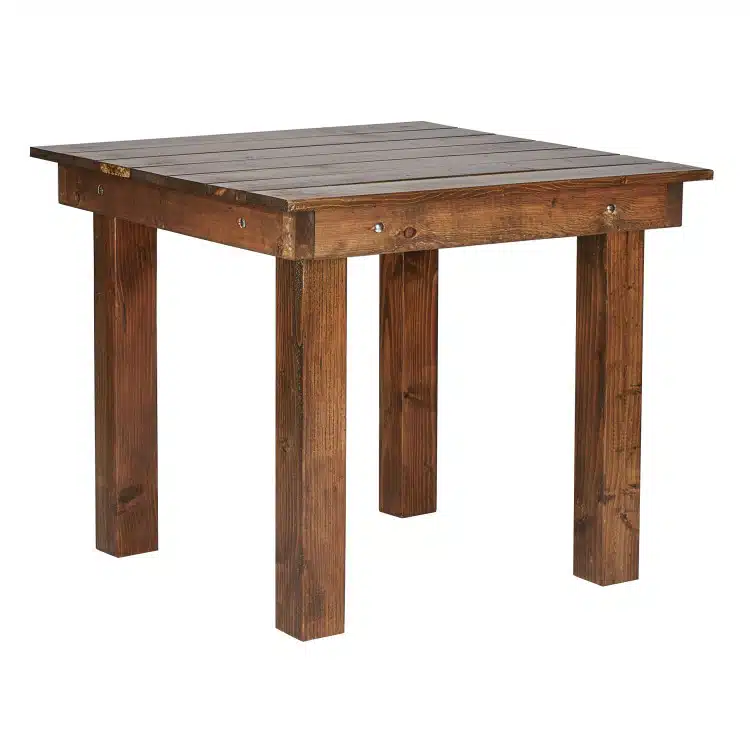 Brown Farm Table Wood Leg 36 X 36