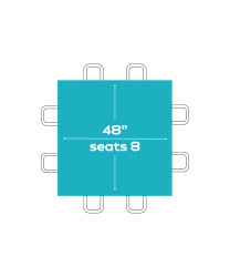 48X48 Square Tables (Seats 8 People)