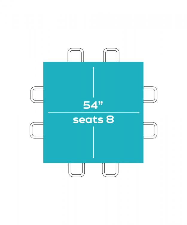 54X54 Square Tables (Seats 8  People)