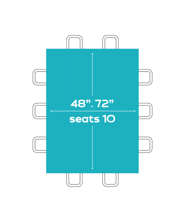 6'X48 Rectangle Table (Seats 10 People)