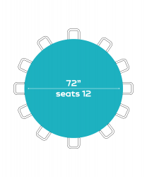 72 Round Tables (Seats 12 People)