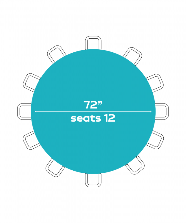 72 Round Tables (Seats 10 - 12 People)
