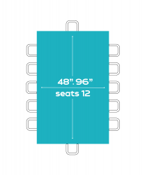 8'X48 Rectangle Table (Seats 12 people)