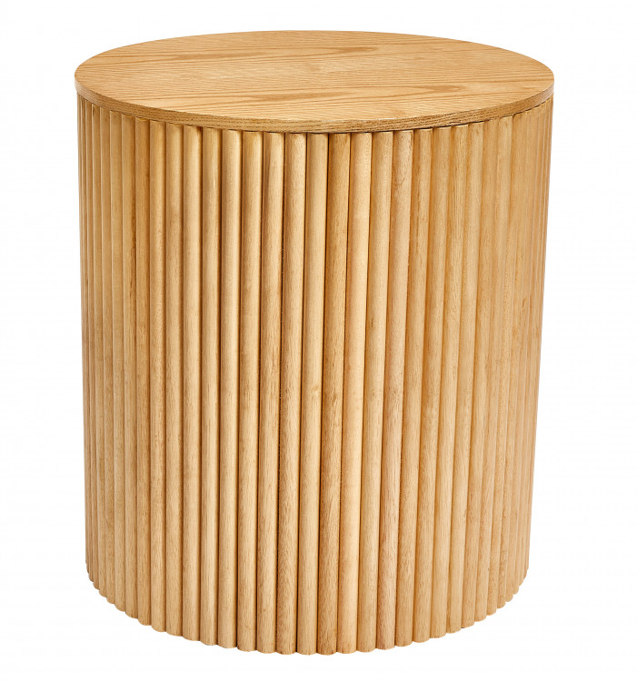 Natural Wood Fluted Side Table