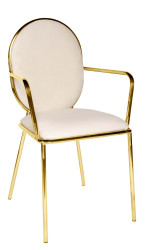 Gold Dora Chair WITH Arms Ivory