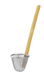 5 1/2 Stainless Steel Fine Mesh Noodle Skimmer with Bamboo 