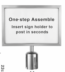 Stanchion Sign Holder, Silver 12X8 3/4