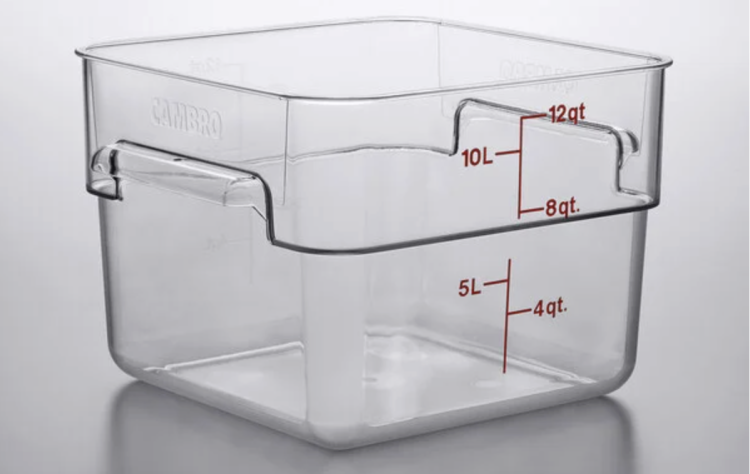 CAMBRO 12 Qt. Clear Square Polycarbonate