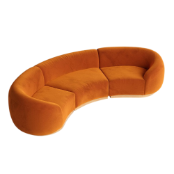 Colette Cascade Arc Rust Velvet Sofa