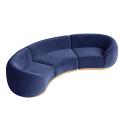 Colette Cascade Arc Royal Blue Velvet Sofa