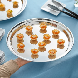 Acopa201520Round20Stainless20Steel20Catering20Tray 176411313 1 15" Round Stainless Steel Catering Tray/Platter