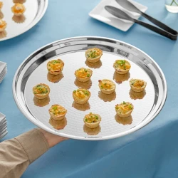 Brushed20stainless2015202 1776719220 1 13" Round Brushed Stainless Steel Catering Tray/Platter