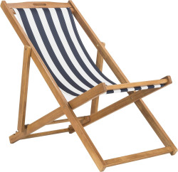Folding Sling Chair Natural & Navy Stripe