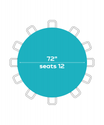 72 Round Tables (Seats 10 - 12 People)
