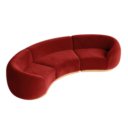Colette Cascade Arc Crimson Velvet Sofa