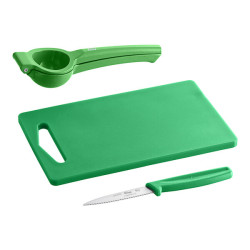 cutting 1784654997 Green Bar Size Cutting Board and Lime Prep Set 10" x 6" x 3/8"
