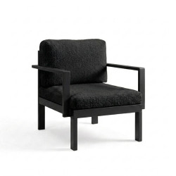 Finn - Chandler Black Boucle Chair with Arms - Black Frame