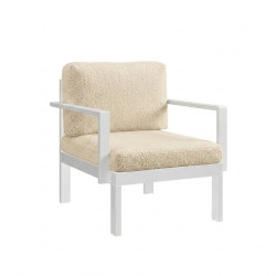Finn - Chandler Ivory Boucle Chair with Arms - White Frame