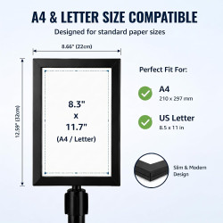 holder20size.jpg20bl 1785448036 Stanchion Sign Holder, Black Steel 12"X8 3/4"