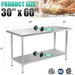 prp20table20size 1757610117 Stainless Steel Prep & Work Table Workstation 30" x 60 LARGE