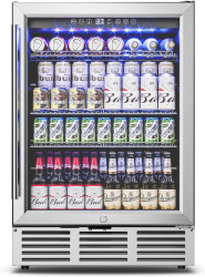 Beverage Refrigerator Under Counter, Silver 24 Inch