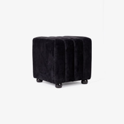 Linden Black Velvet Ottoman