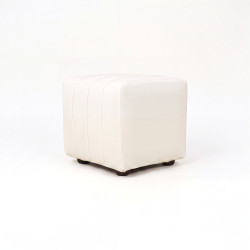 Linden White Velvet Ottoman