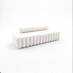 Linden White Velvet Sofa