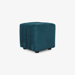 Linden Teal Velvet Ottoman